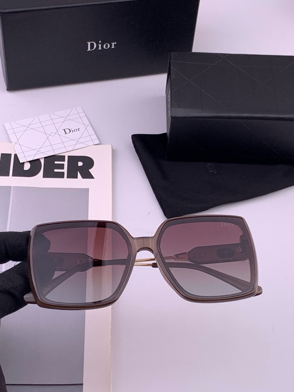 Dior CD6305 Polarized Square Gold Lens Sunglasses for Women