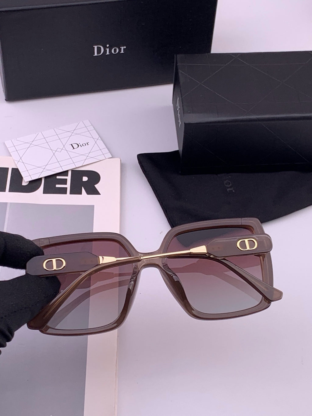 Dior CD6305 Polarized Square Gold Lens Sunglasses for Women - detail image 4