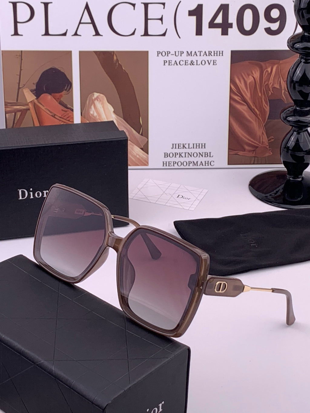 Dior CD6305 Polarized Square Gold Lens Sunglasses for Women - detail image 2