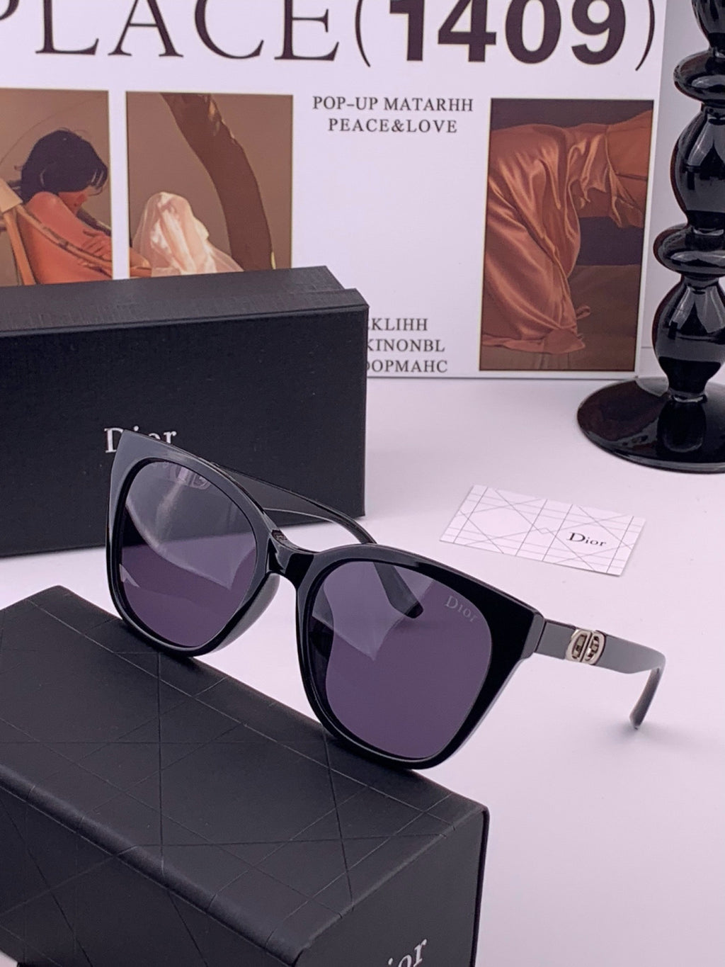 Dior CD67711 Polarized Square Black Lens Sunglasses for Women - detail image 2