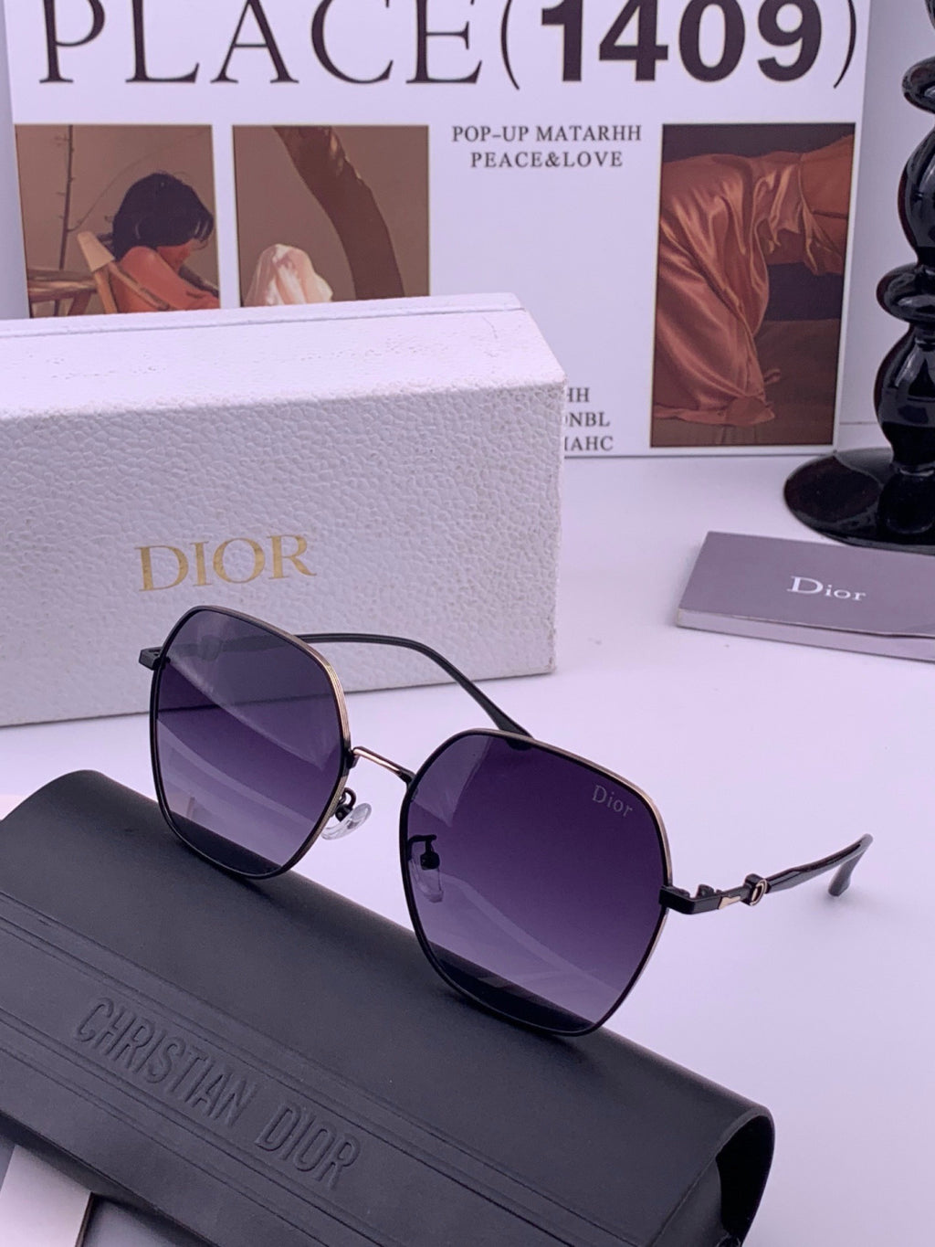 Dior CD7210 Square Gold Lens Sunglasses for Women - detail image 2