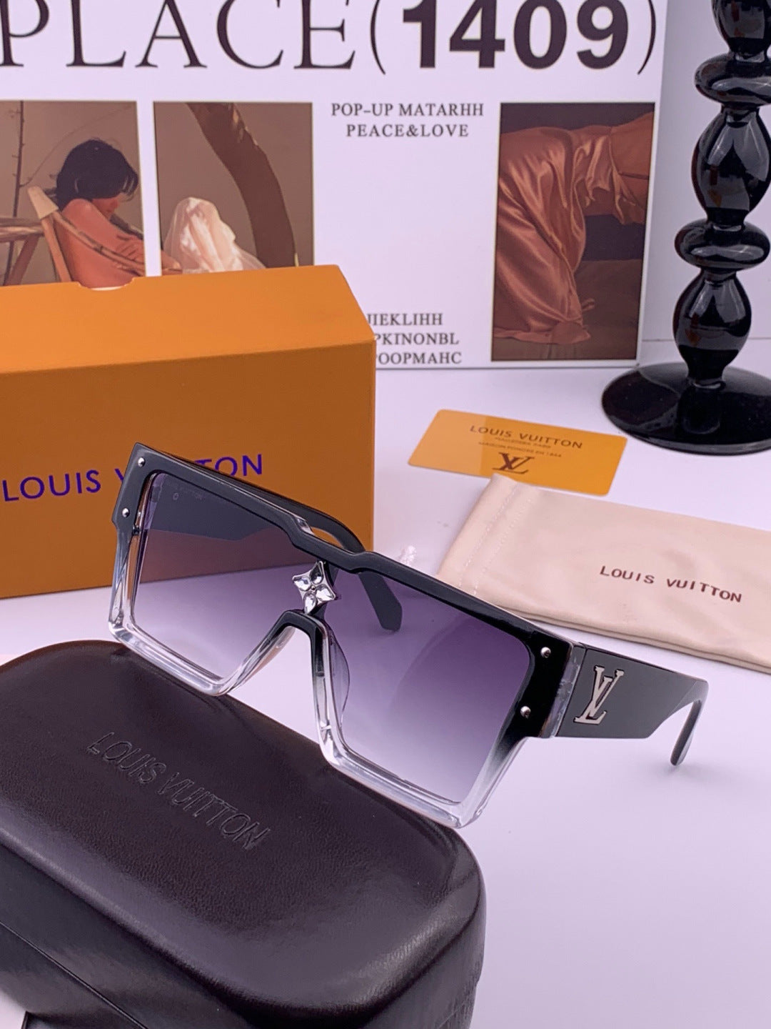Louis Vuitton L7600 Square Black Lens Sunglasses for Women - 493229 - detail image 2