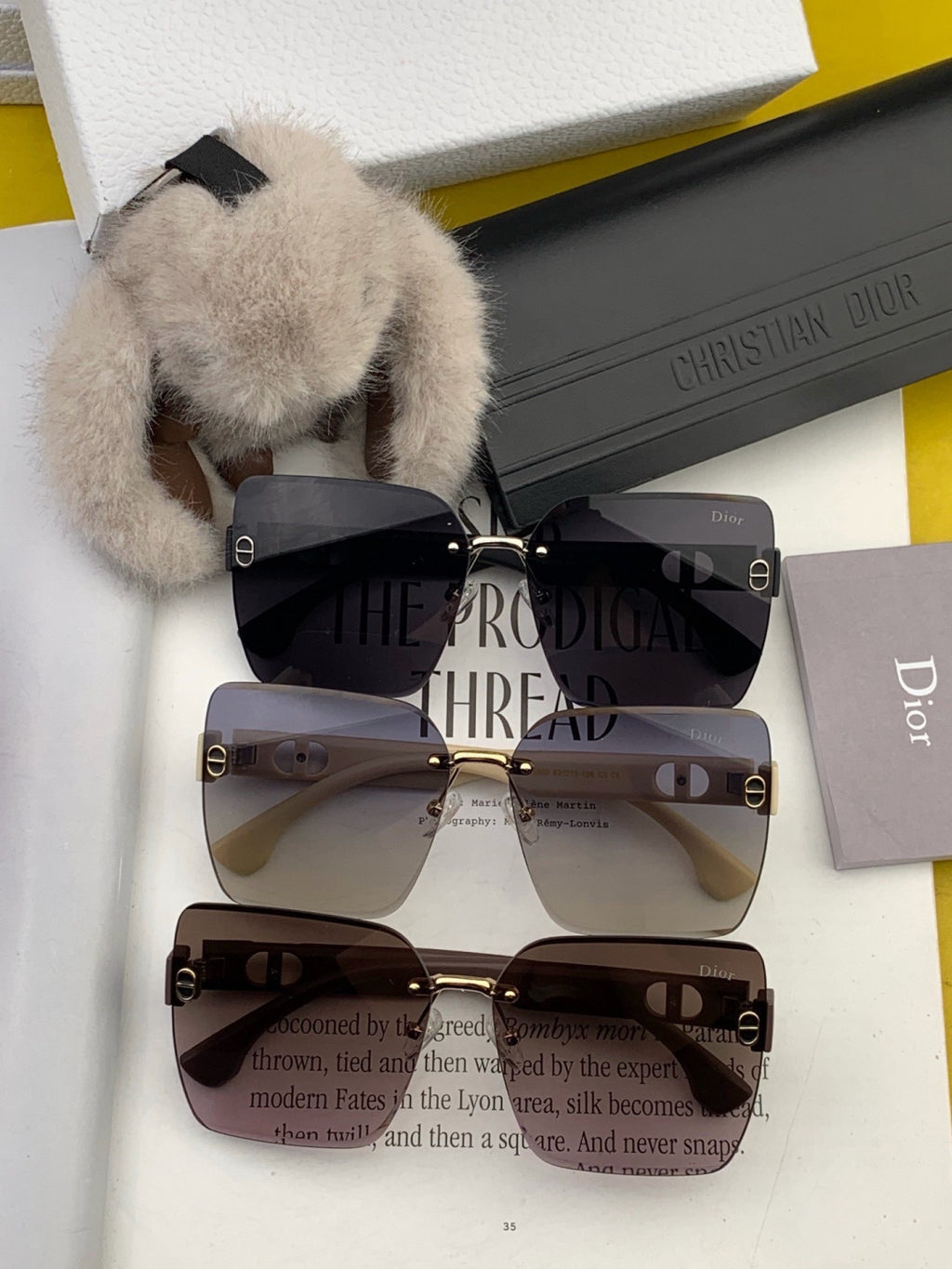 Dior D3550 Square Black Lens Sunglasses for Men & Women - detail image 7