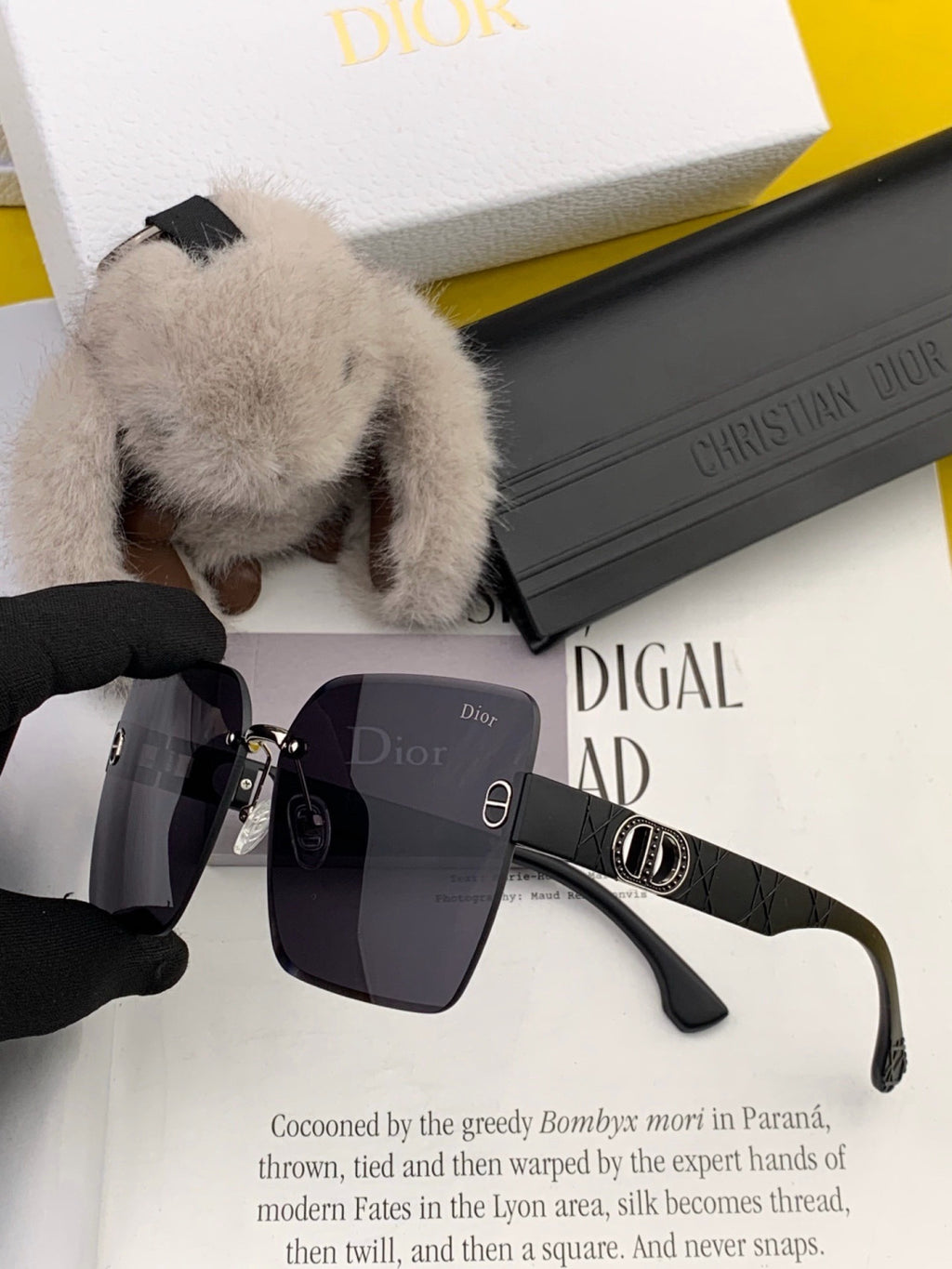 Dior D3550 Square Black Lens Sunglasses for Men & Women - detail image 5