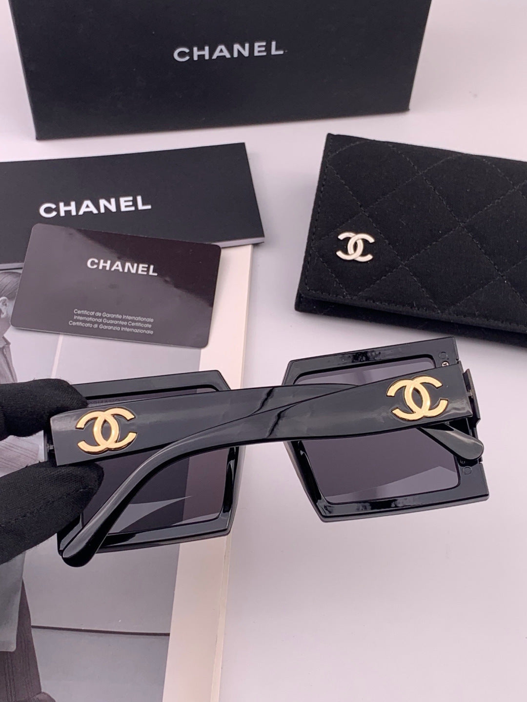 Chanel CH8615 Polarized Square Gold Lens Sunglasses for Women - detail image 5