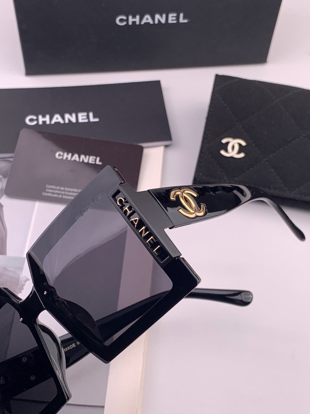 Chanel CH8615 Polarized Square Gold Lens Sunglasses for Women - detail image 3