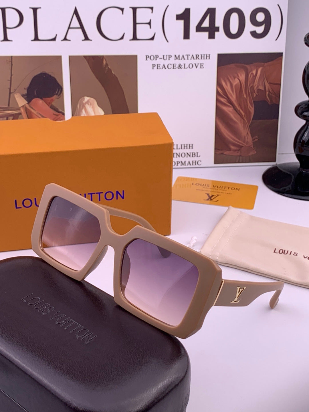 Louis Vuitton L37004 Oversized Red Lens Sunglasses for Men & Women