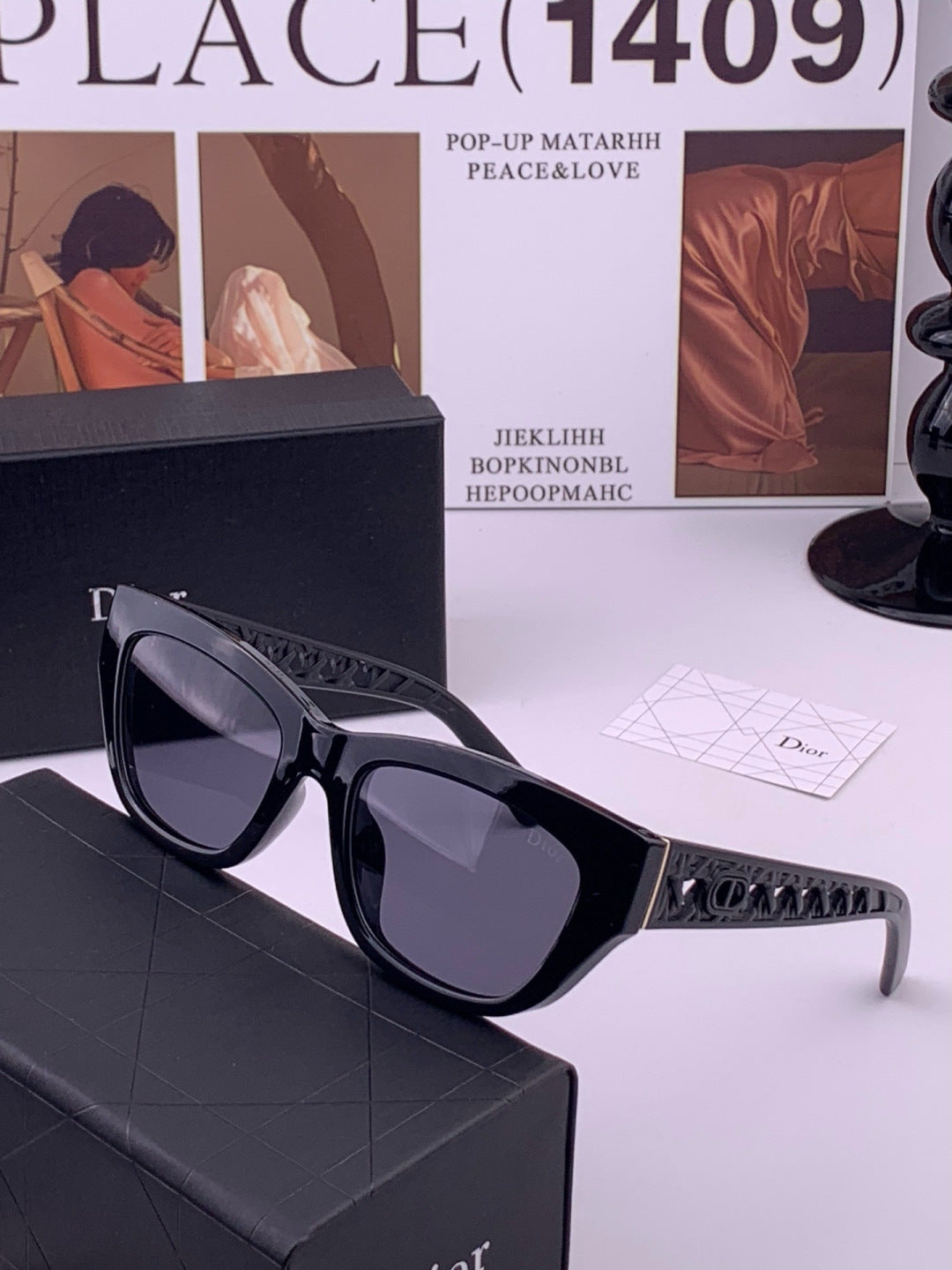 Dior D7911 Polarized Square Black Lens Sunglasses for Men & Women - detail image 2