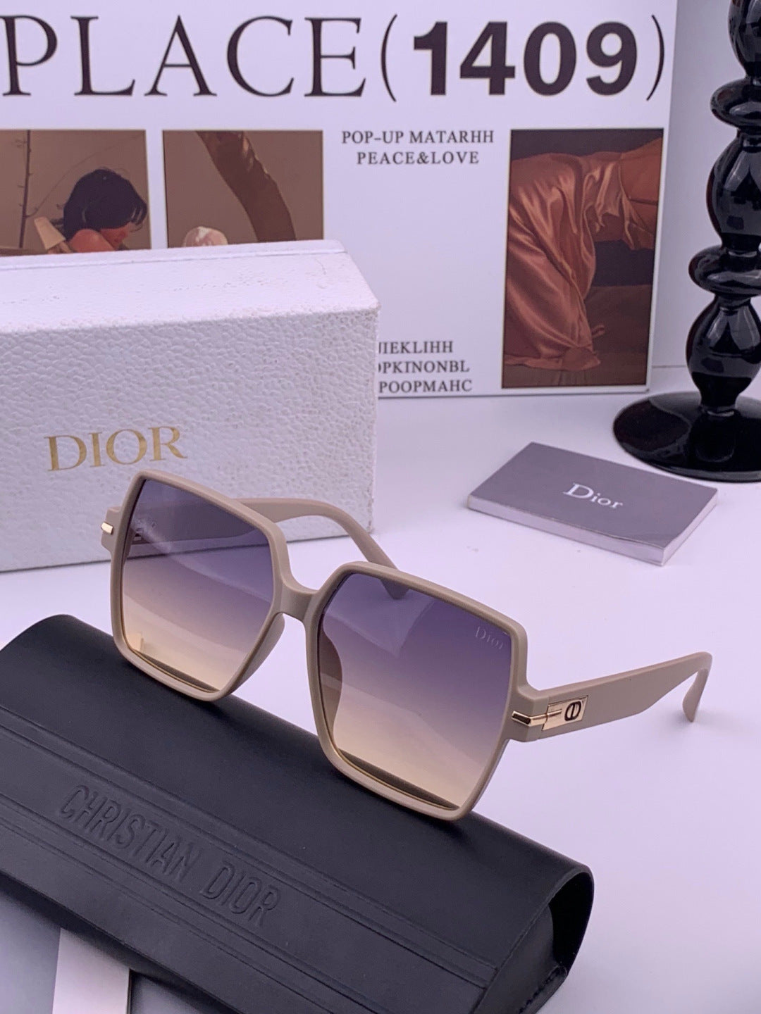Dior CD4780 Polarized Square Purple Lens Sunglasses for Women