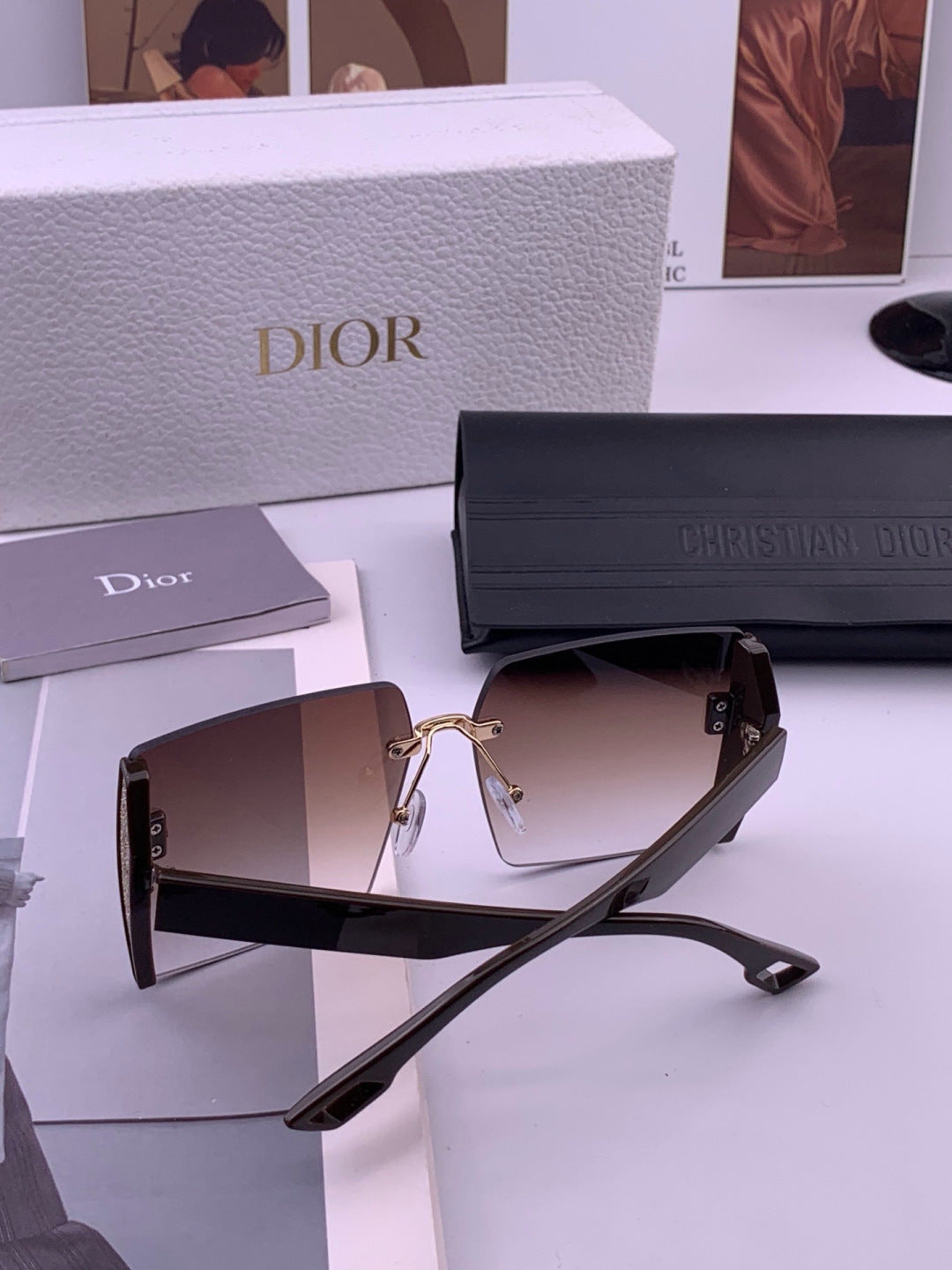 Dior CD2233 Lightweight Metal Rimless Gold Lens Sunglasses for Women - detail image 5