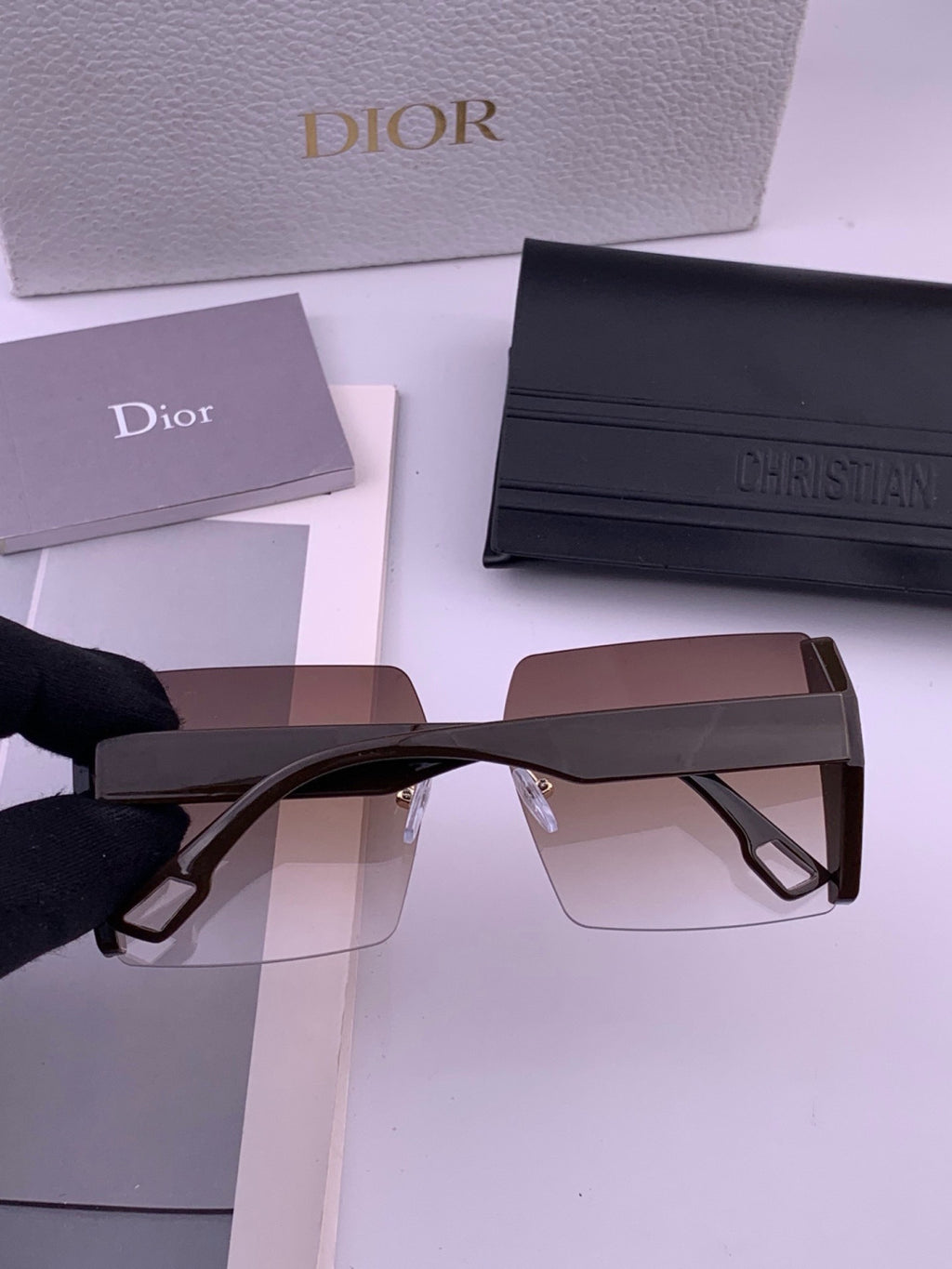 Dior CD2233 Lightweight Metal Rimless Gold Lens Sunglasses for Women - detail image 4