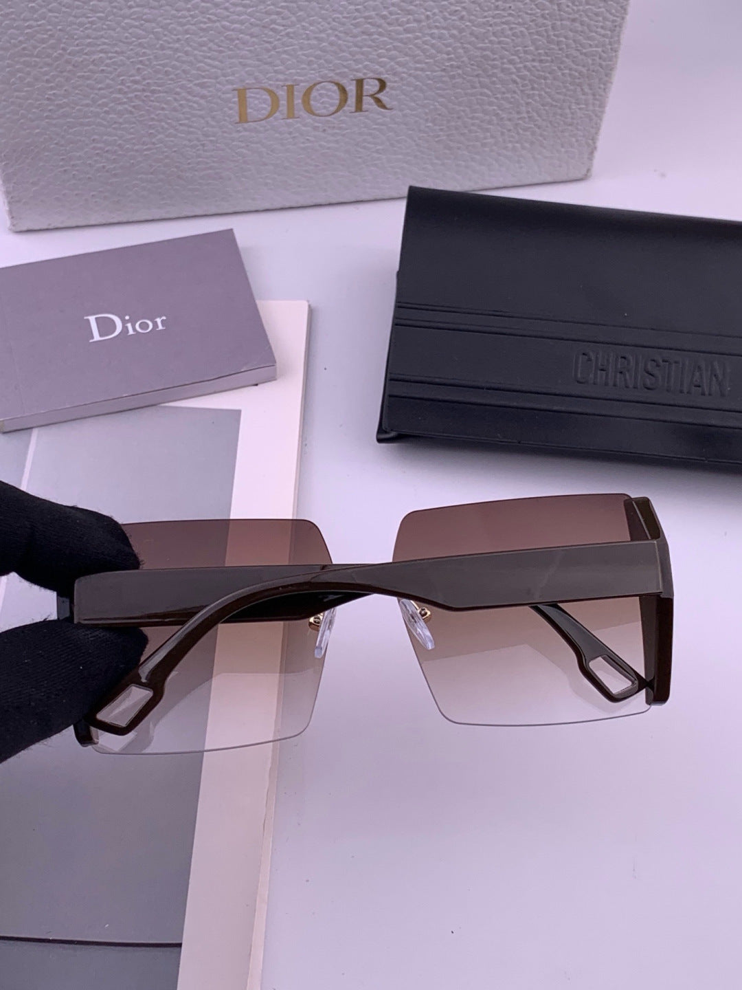 Dior CD2233 Lightweight Metal Rimless Gold Lens Sunglasses for Women - detail image 4