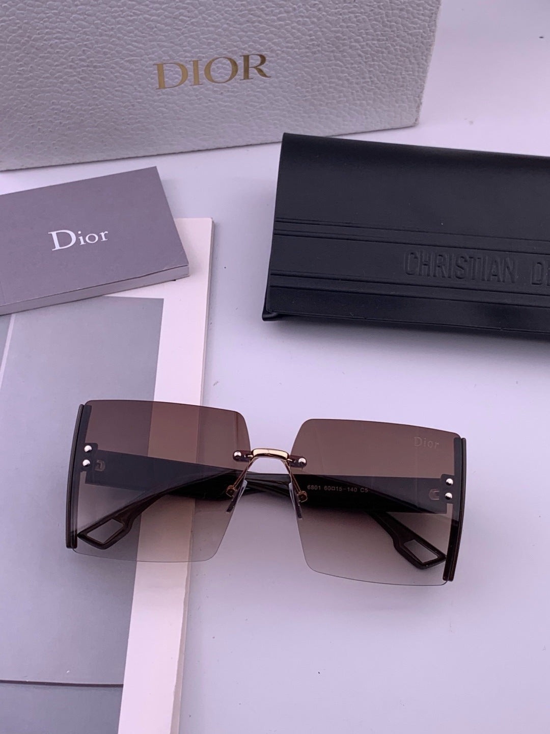 Dior CD2233 Lightweight Metal Rimless Gold Lens Sunglasses for Women - detail image 7
