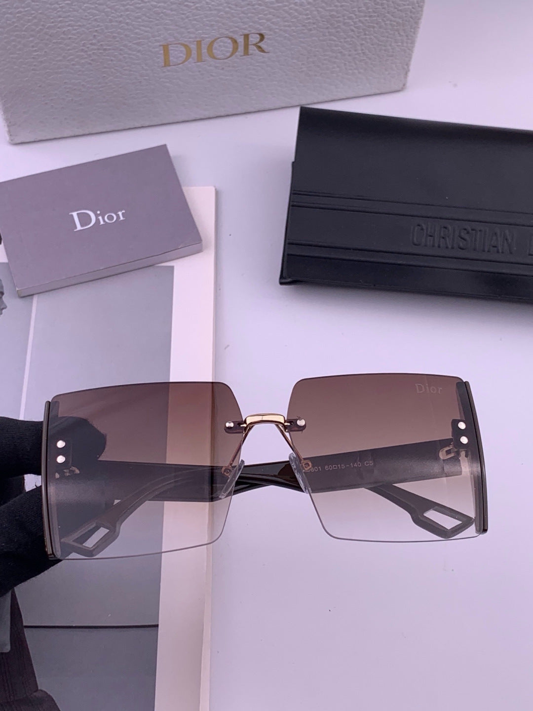 Dior CD2233 Lightweight Metal Rimless Gold Lens Sunglasses for Women