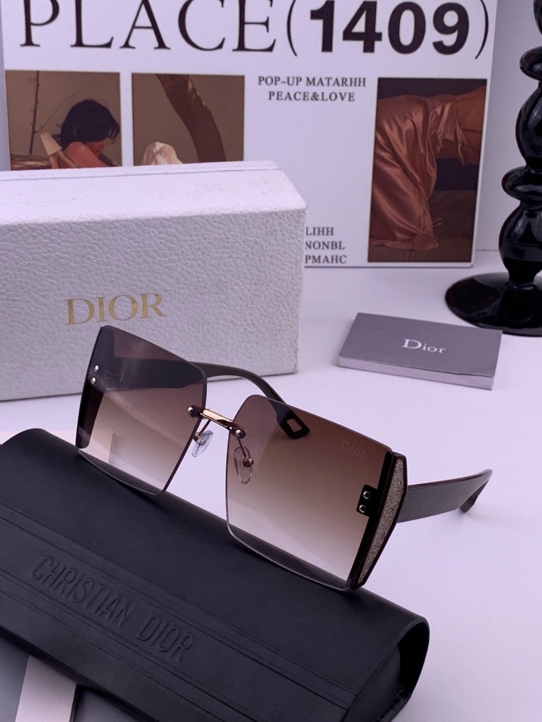 Dior CD2233 Lightweight Metal Rimless Gold Lens Sunglasses for Women - detail image 2