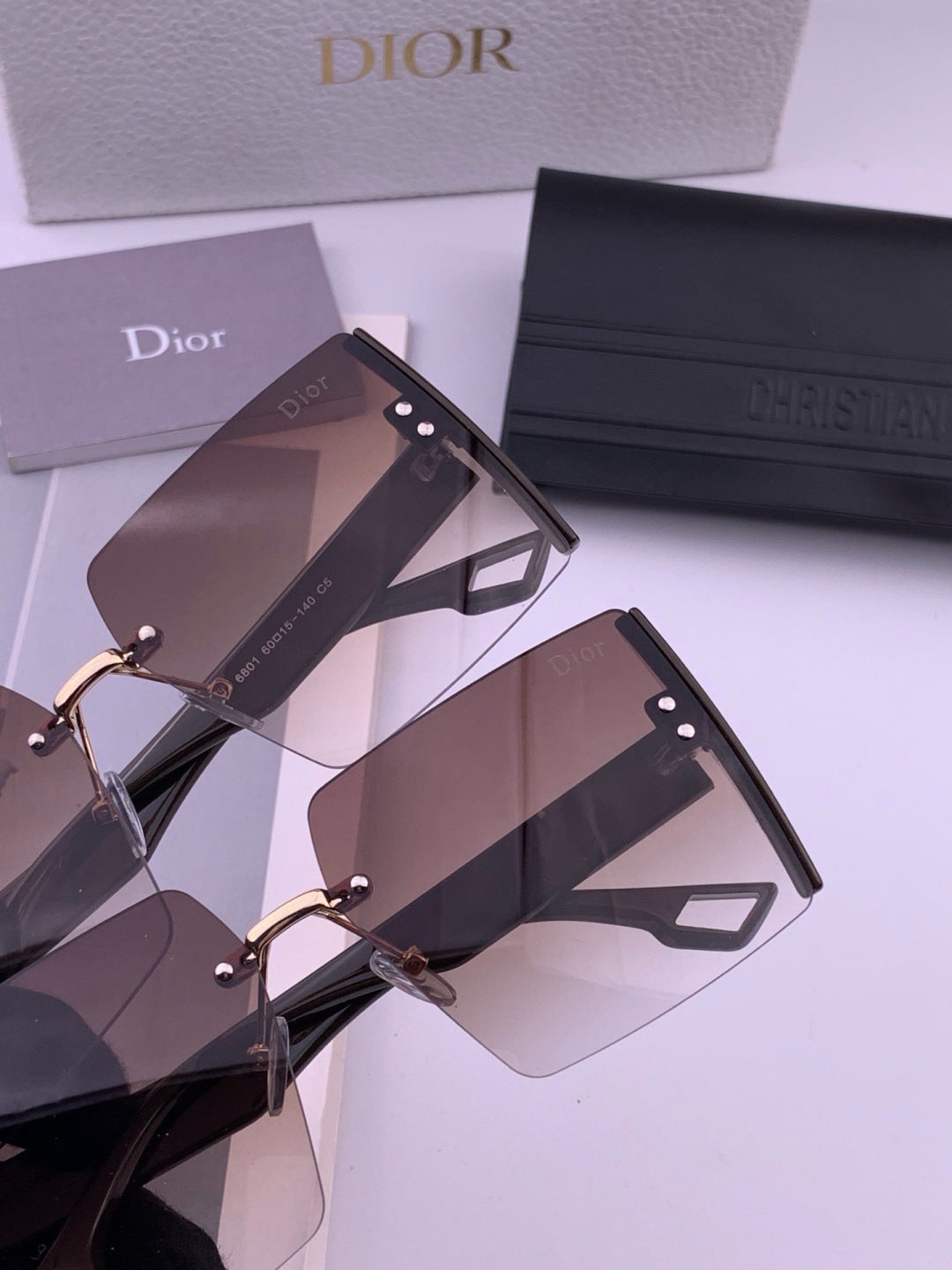 Dior CD2233 Lightweight Metal Rimless Gold Lens Sunglasses for Women - detail image 6