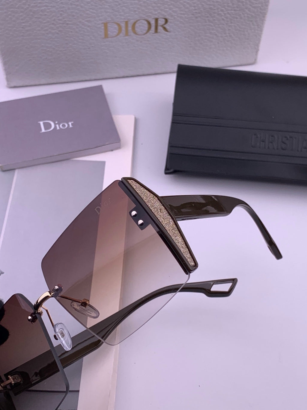 Dior CD2233 Lightweight Metal Rimless Gold Lens Sunglasses for Women - detail image 3