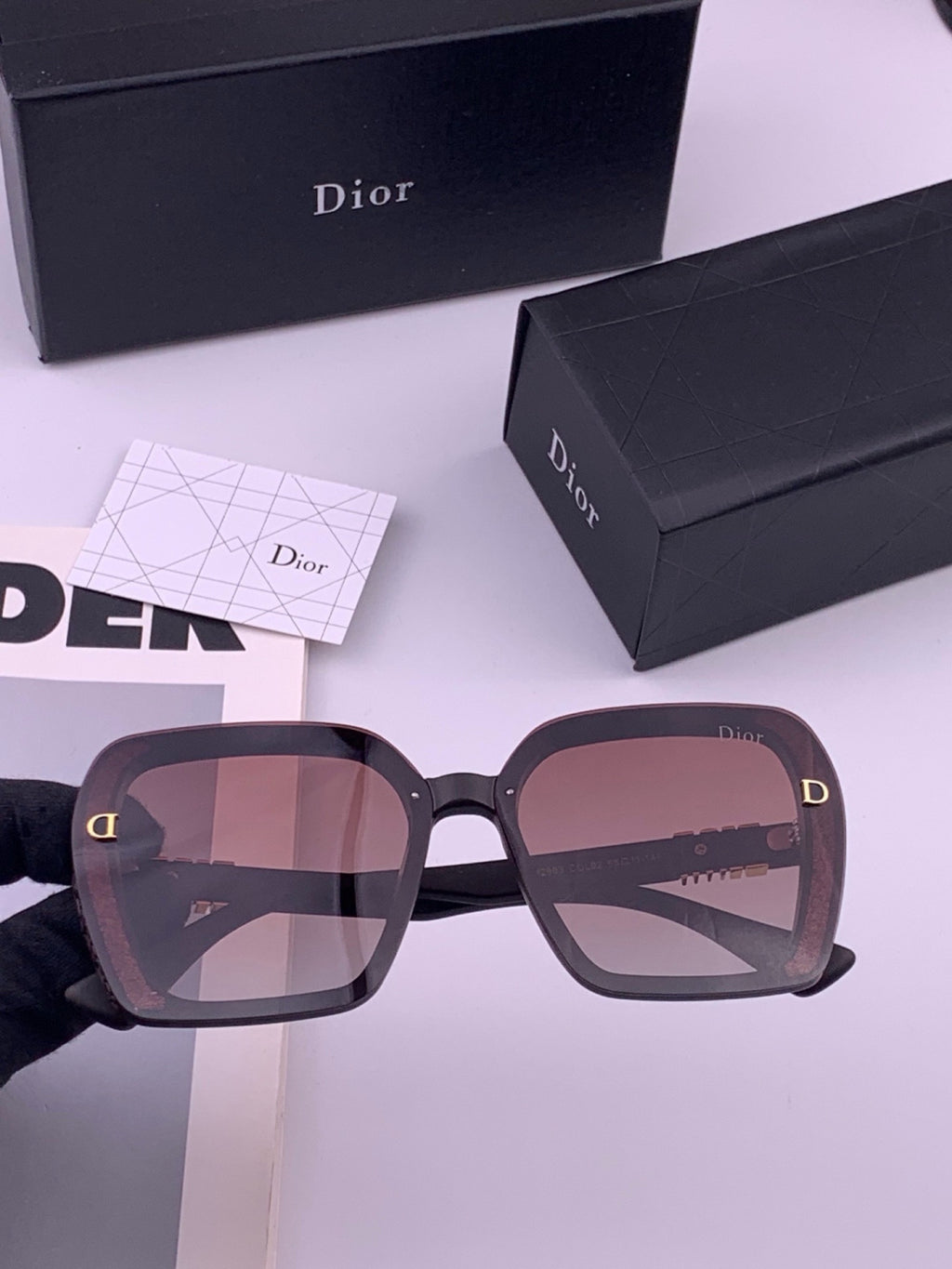Dior CD3290 Polarized Square Gold Lens Sunglasses for Women - detail image 7