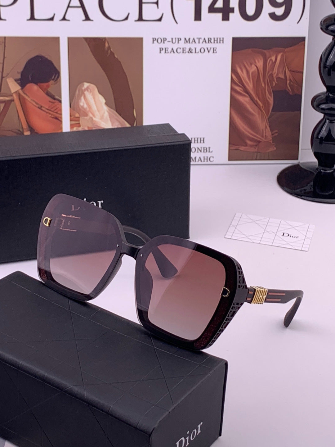 Dior CD3290 Polarized Square Gold Lens Sunglasses for Women - detail image 2