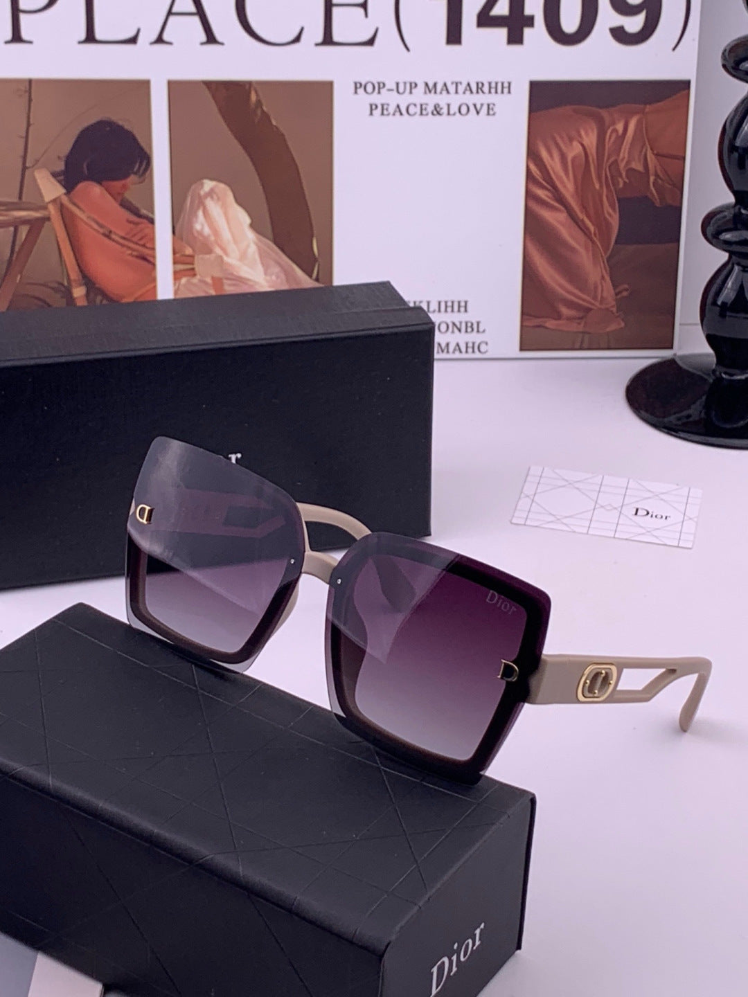 Dior D2292 Polarized Square Gold Lens Sunglasses for Men & Women - detail image 2