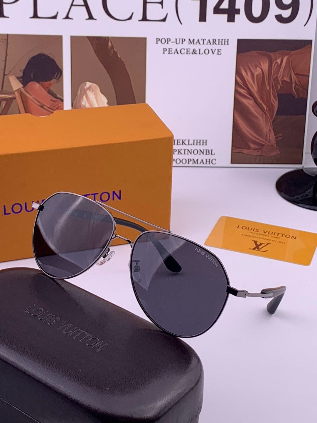 Louis Vuitton L8333 Polarized Aviator Black Lens Sunglasses for Men & Women - detail image 2