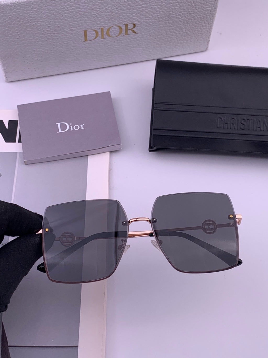 Dior CD7371 Lightweight Rimless Black Lens Sunglasses for Women - 486706