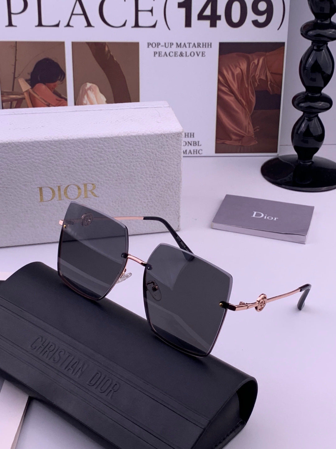 Dior CD7371 Lightweight Rimless Black Lens Sunglasses for Women - 486706 - detail image 2