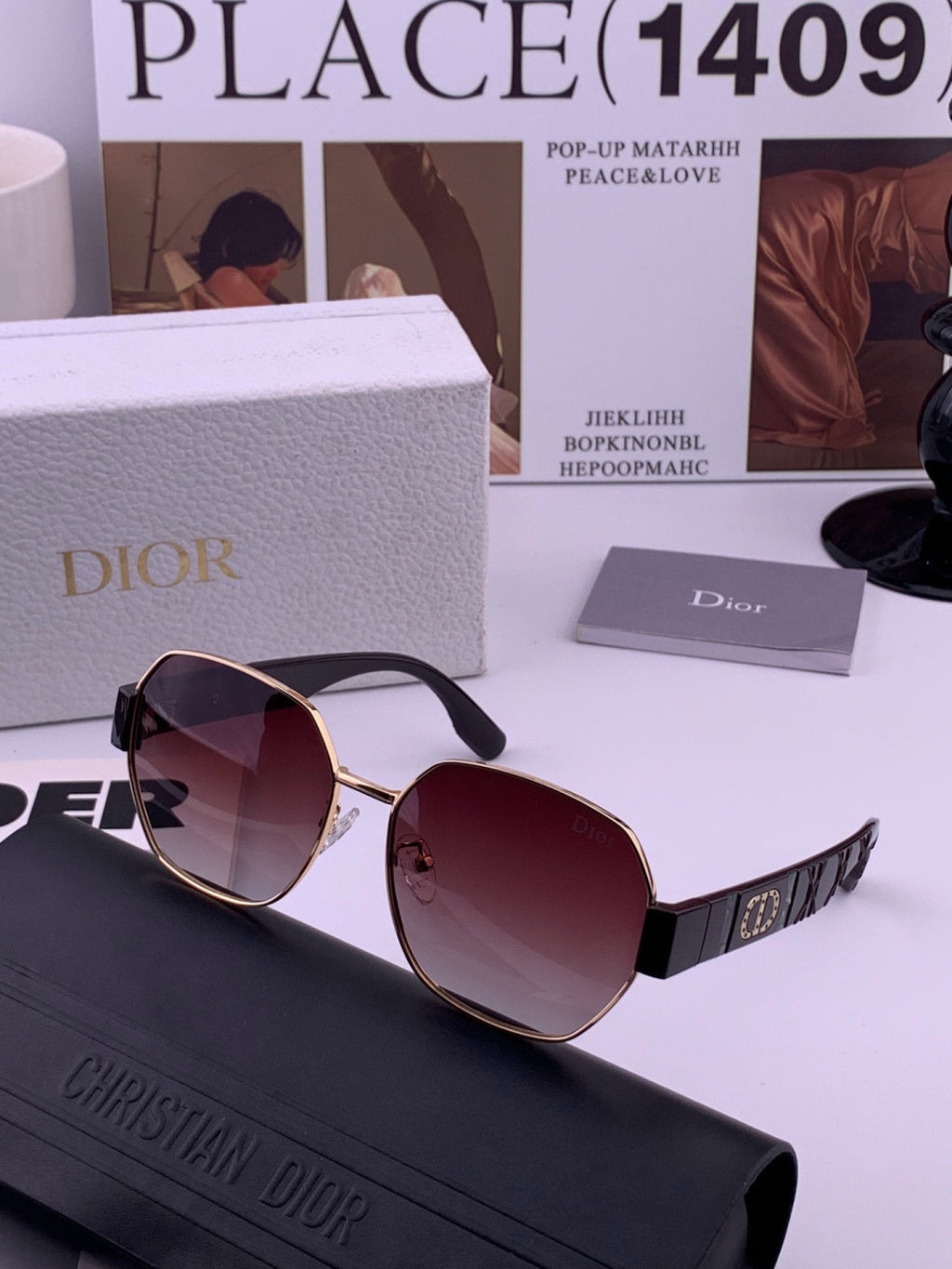 Dior CD9370 Round Black Lens Sunglasses for Women - detail image 5