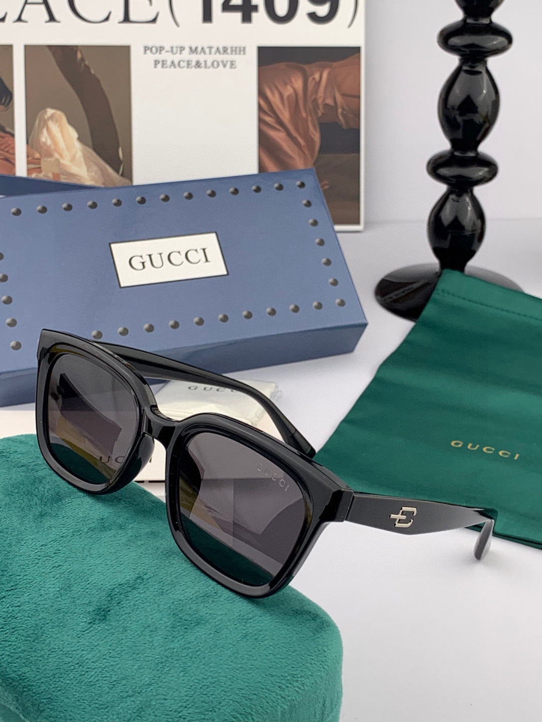 Gucci G5108 Polarized Square Black Lens Sunglasses for Women - detail image 5
