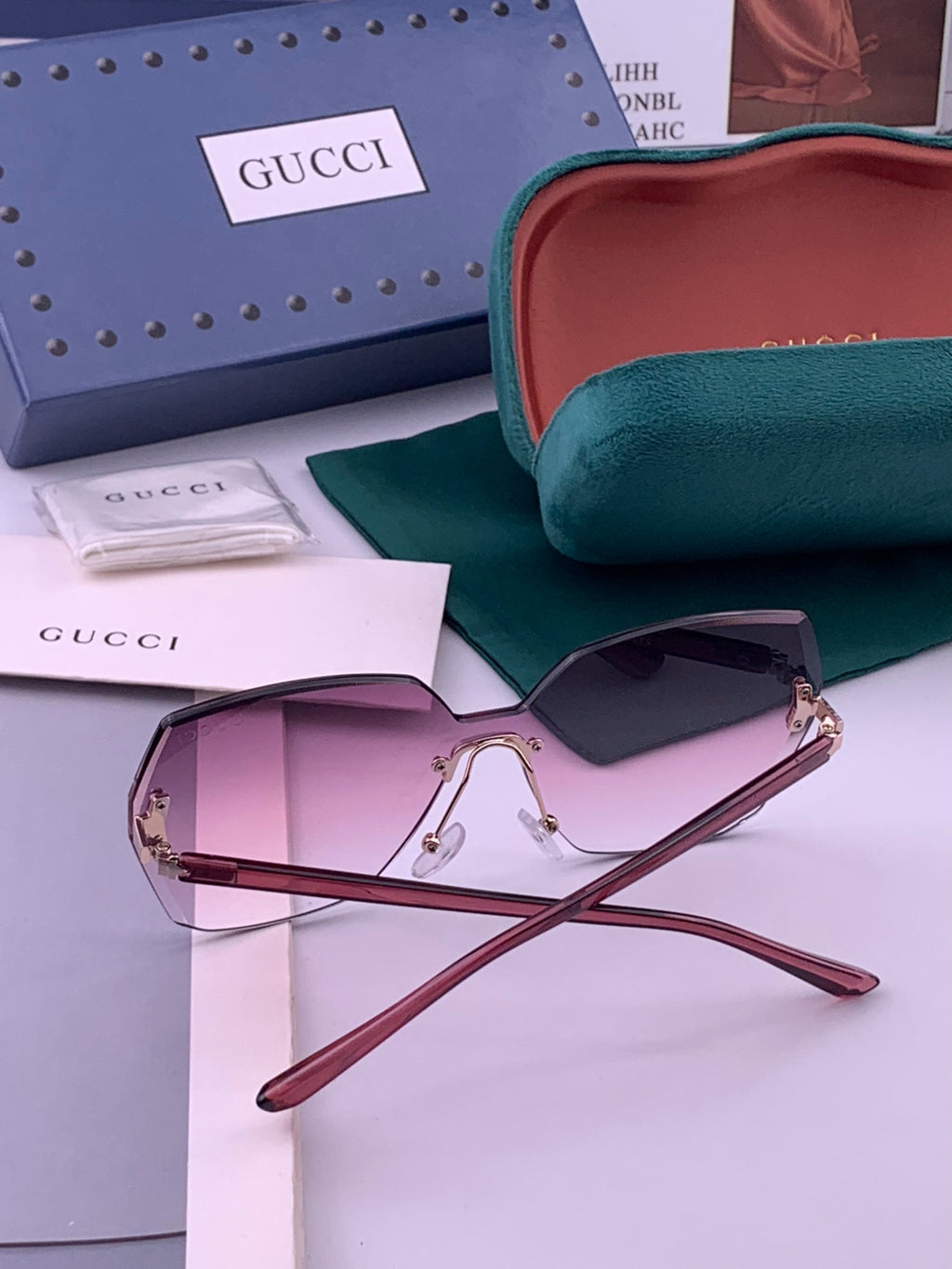 Gucci G8212 Polarized Rimless Black Lens Sunglasses for Men & Women - detail image 5