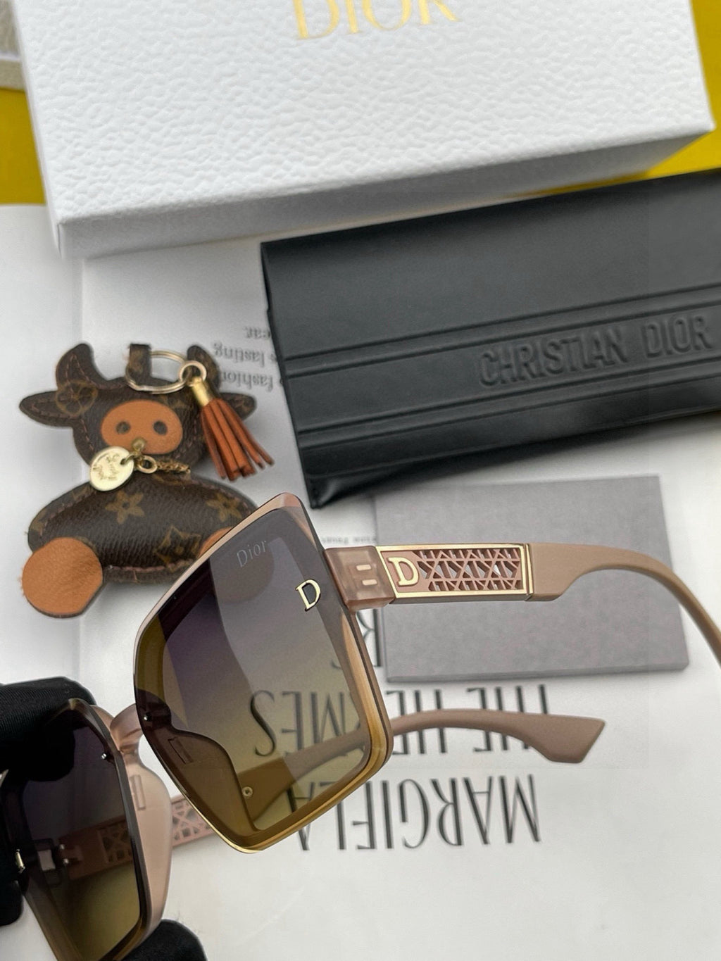 Dior CD4190 Square Gold Lens Sunglasses for Women - 486898 - detail image 5