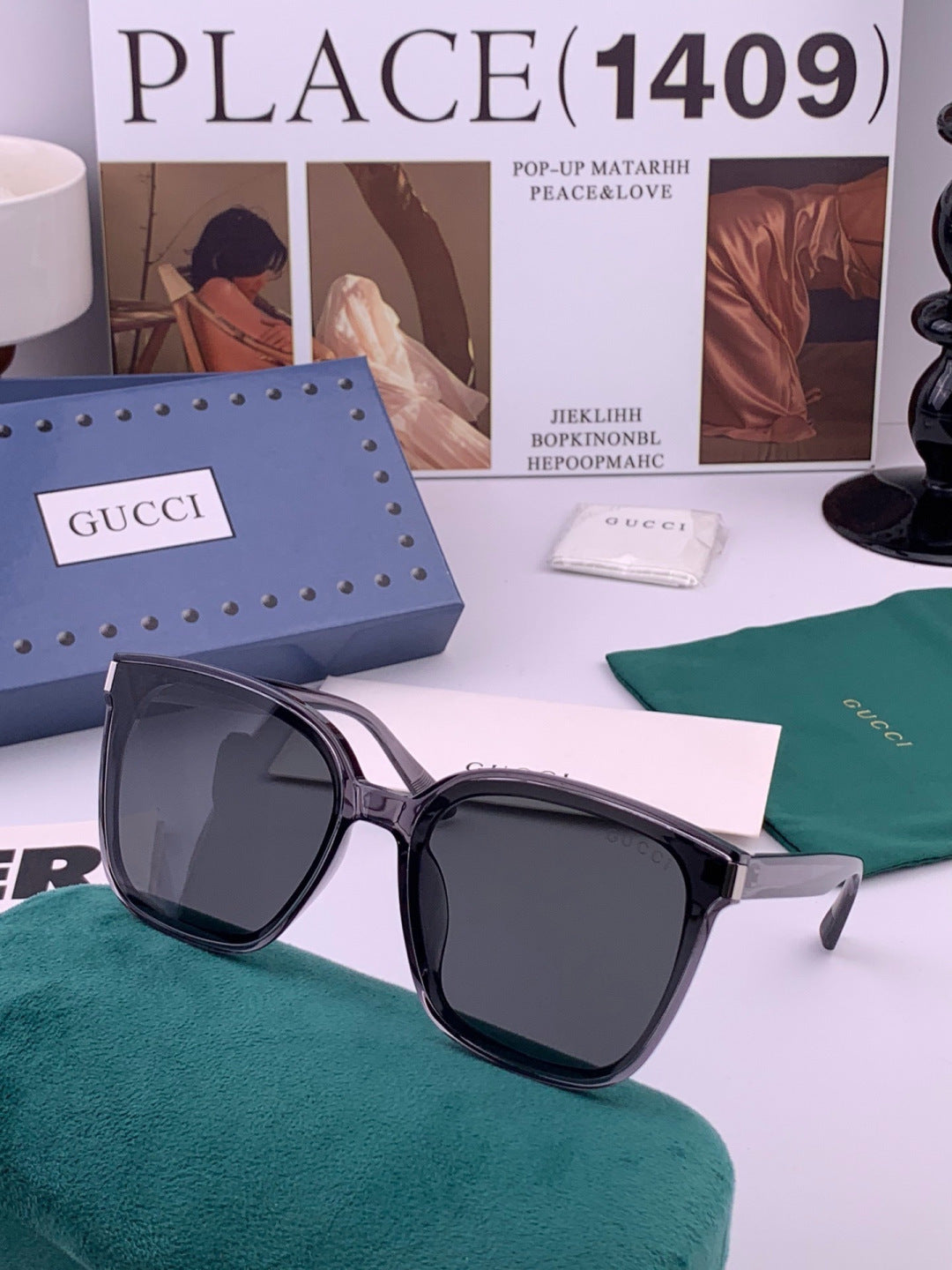Gucci G9940 Polarized Square Black Lens Sunglasses for Men & Women - detail image 6