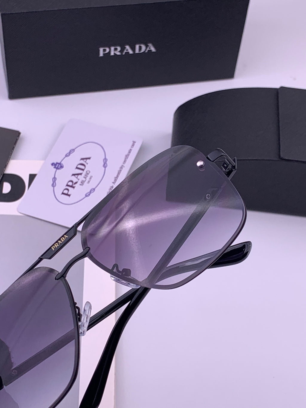 Prada Fashion Black Lens Sunglasses for Men - detail image 4