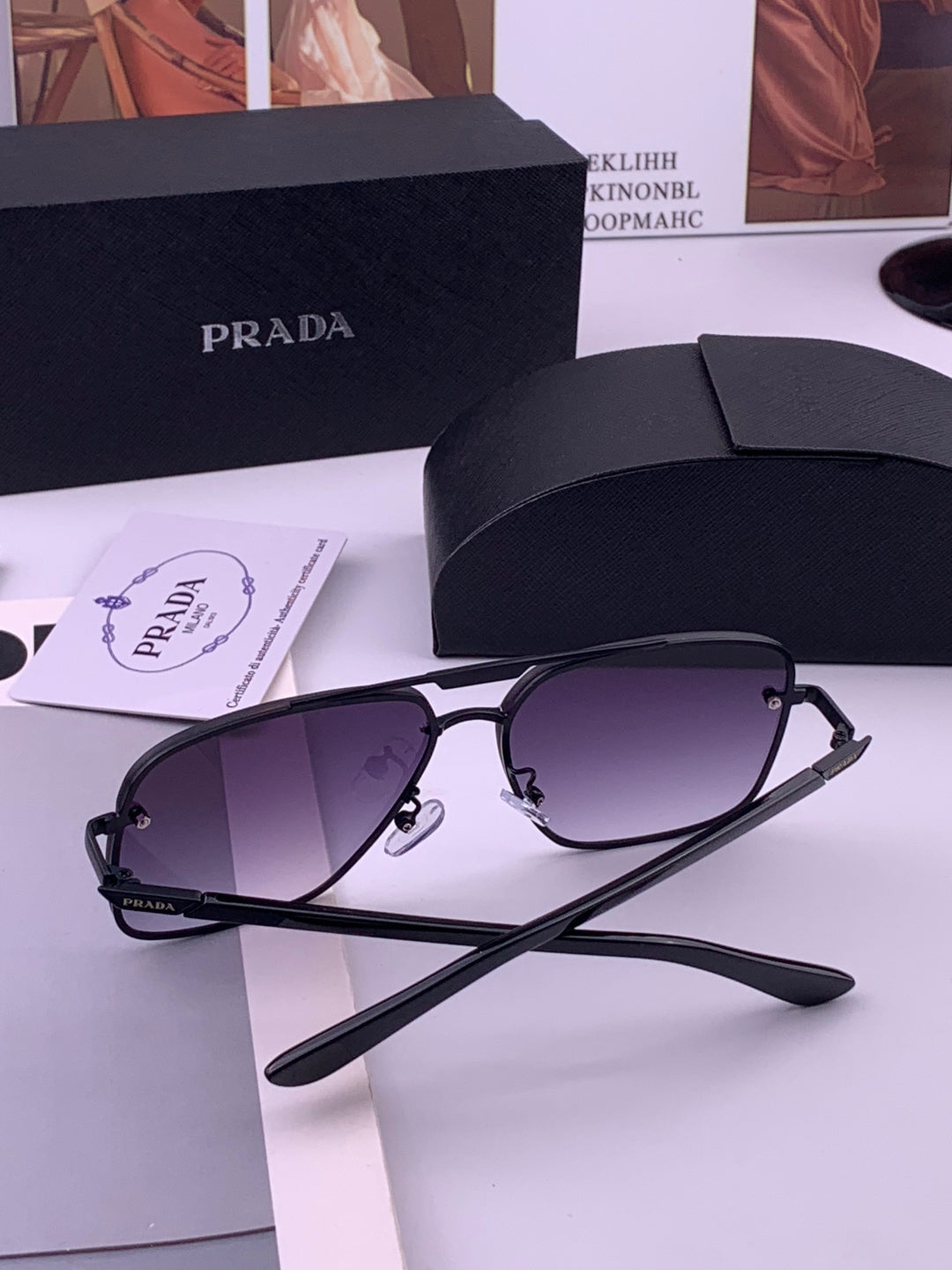 Prada Fashion Black Lens Sunglasses for Men - detail image 6