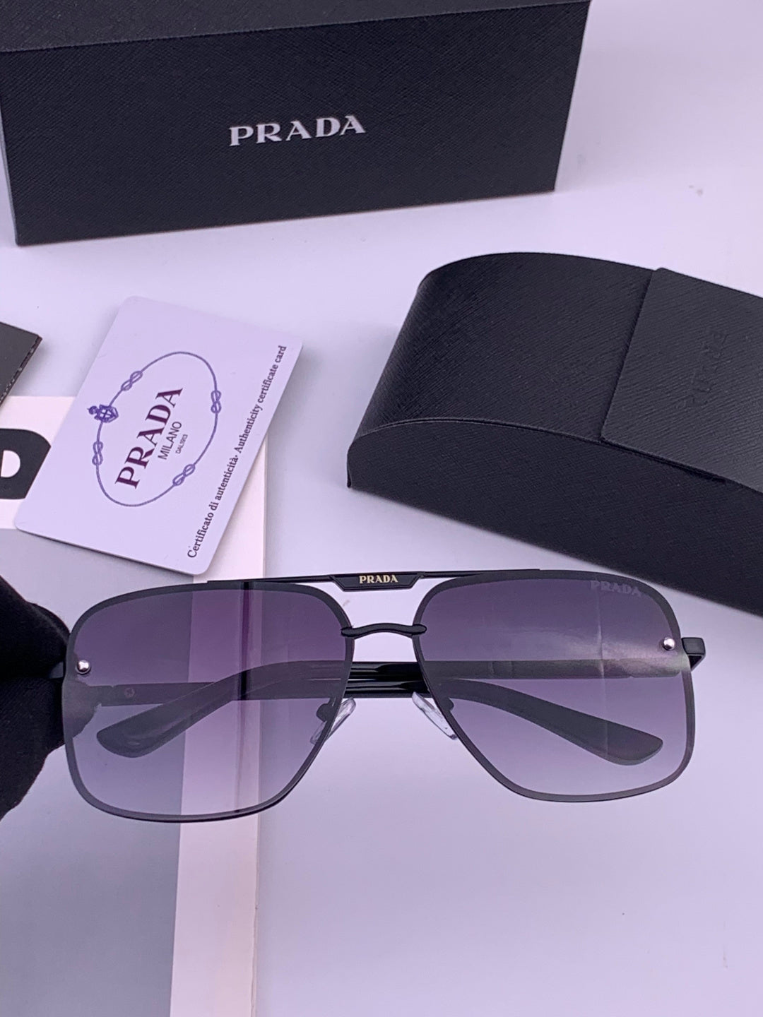 Prada Fashion Black Lens Sunglasses for Men