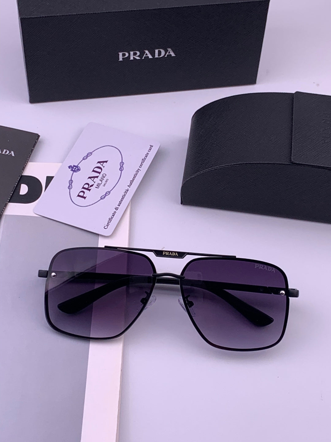 Prada Fashion Black Lens Sunglasses for Men - detail image 7