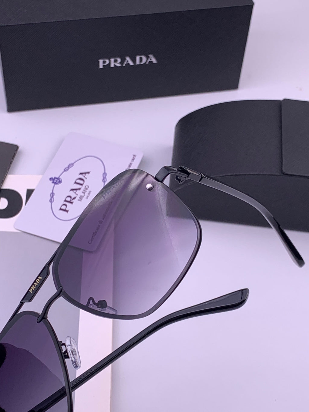 Prada Fashion Black Lens Sunglasses for Men - detail image 5