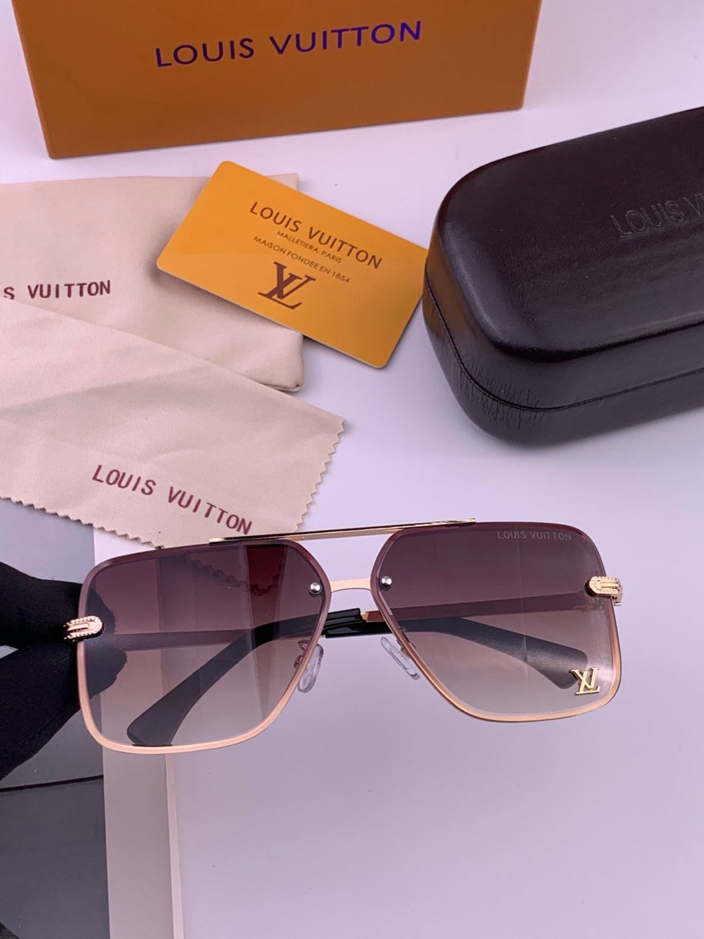 Louis Vuitton L91747 Aviator Orange Lens Sunglasses for Men & Women - detail image 5