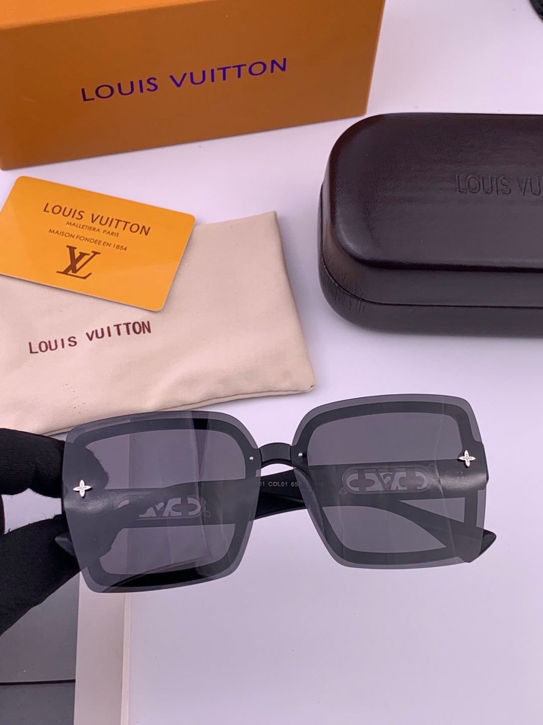 Louis Vuitton Polarized Square Brown Lens Sunglasses for Men & Women