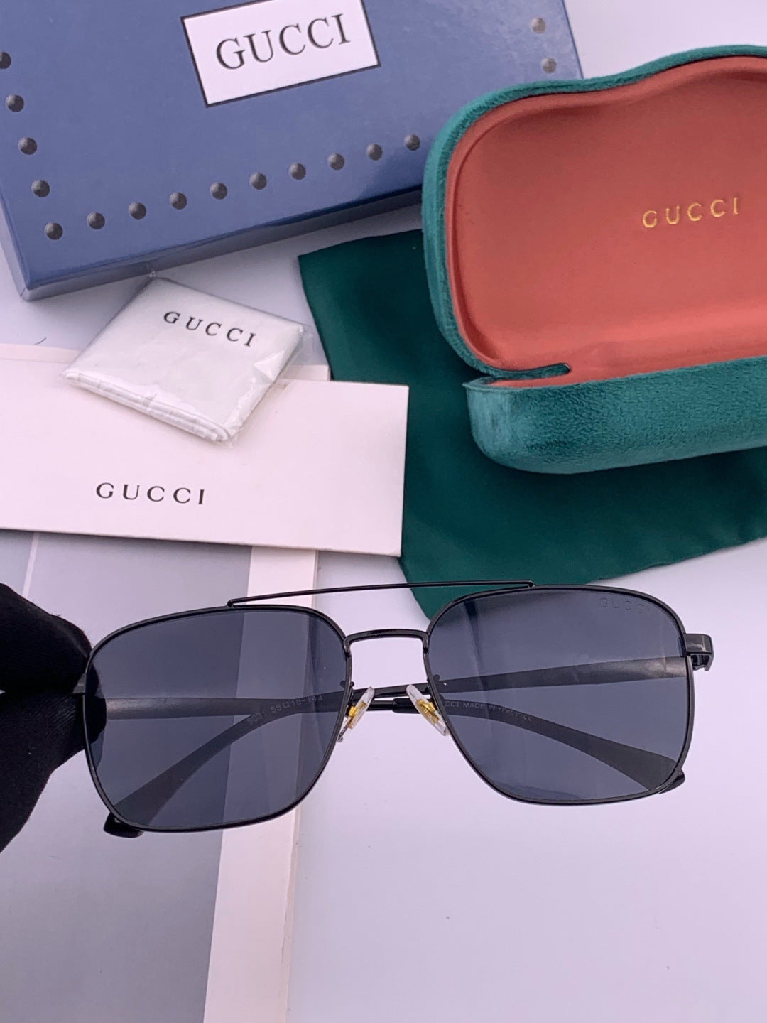 Gucci G1903 Aviator Black Lens Sunglasses for Men & Women - detail image 4
