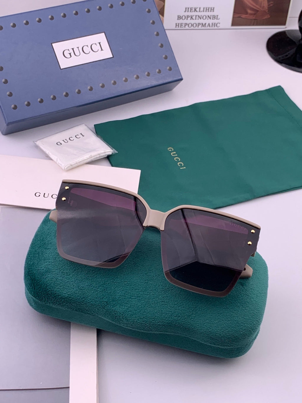 Gucci G7290 Metal Square Red Lens Sunglasses for Men & Women - detail image 6