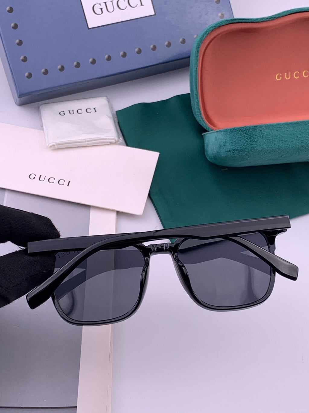 Gucci G12032 Polarized Square Gold Lens Sunglasses for Men & Women - detail image 5