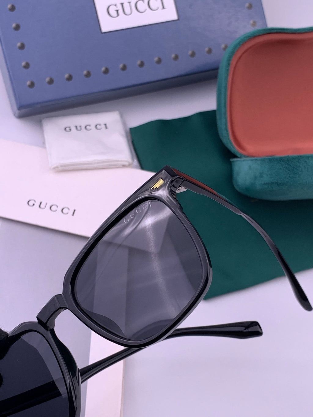 Gucci G12032 Polarized Square Gold Lens Sunglasses for Men & Women - detail image 3