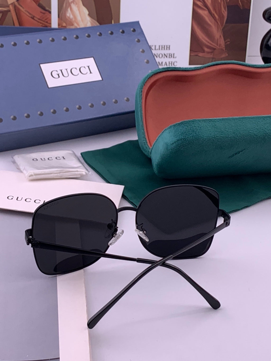 Gucci G6730 Metal Square Gold Lens Sunglasses for Men & Women - detail image 6