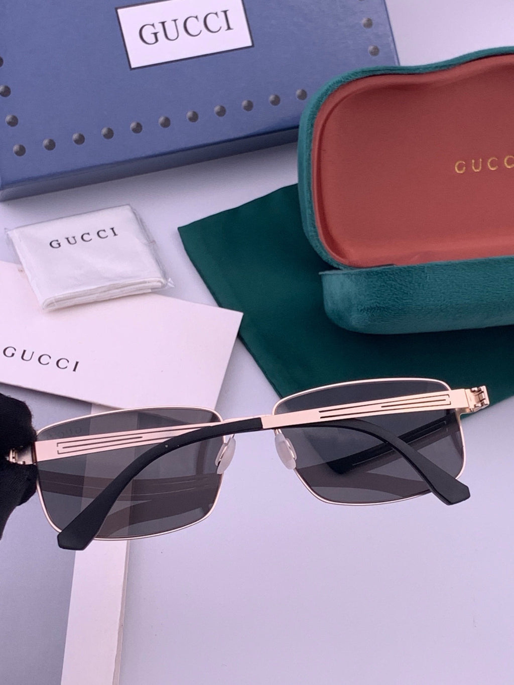 Gucci G4805 Polarized Aviator Black Lens Sunglasses for Men - detail image 4