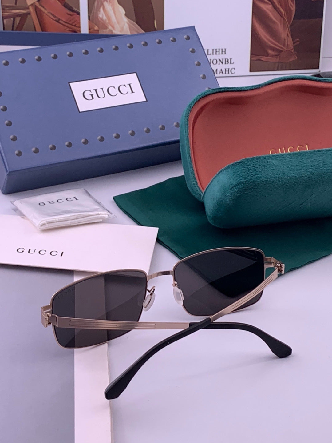 Gucci G4805 Polarized Aviator Black Lens Sunglasses for Men - detail image 7