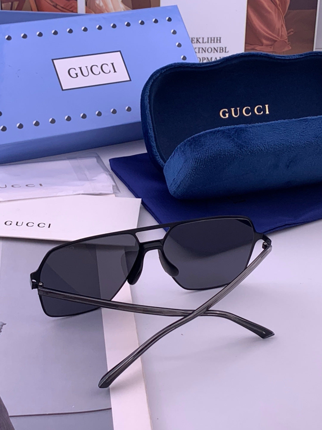 Gucci G11803 Polarized Aviator Orange Lens Sunglasses for Men - detail image 5