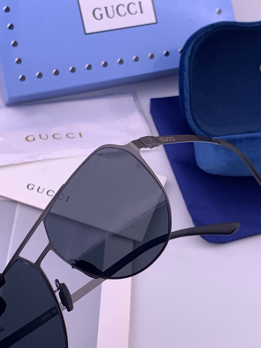 Gucci G2380 Polarized Aviator Orange Lens Sunglasses for Men - detail image 3