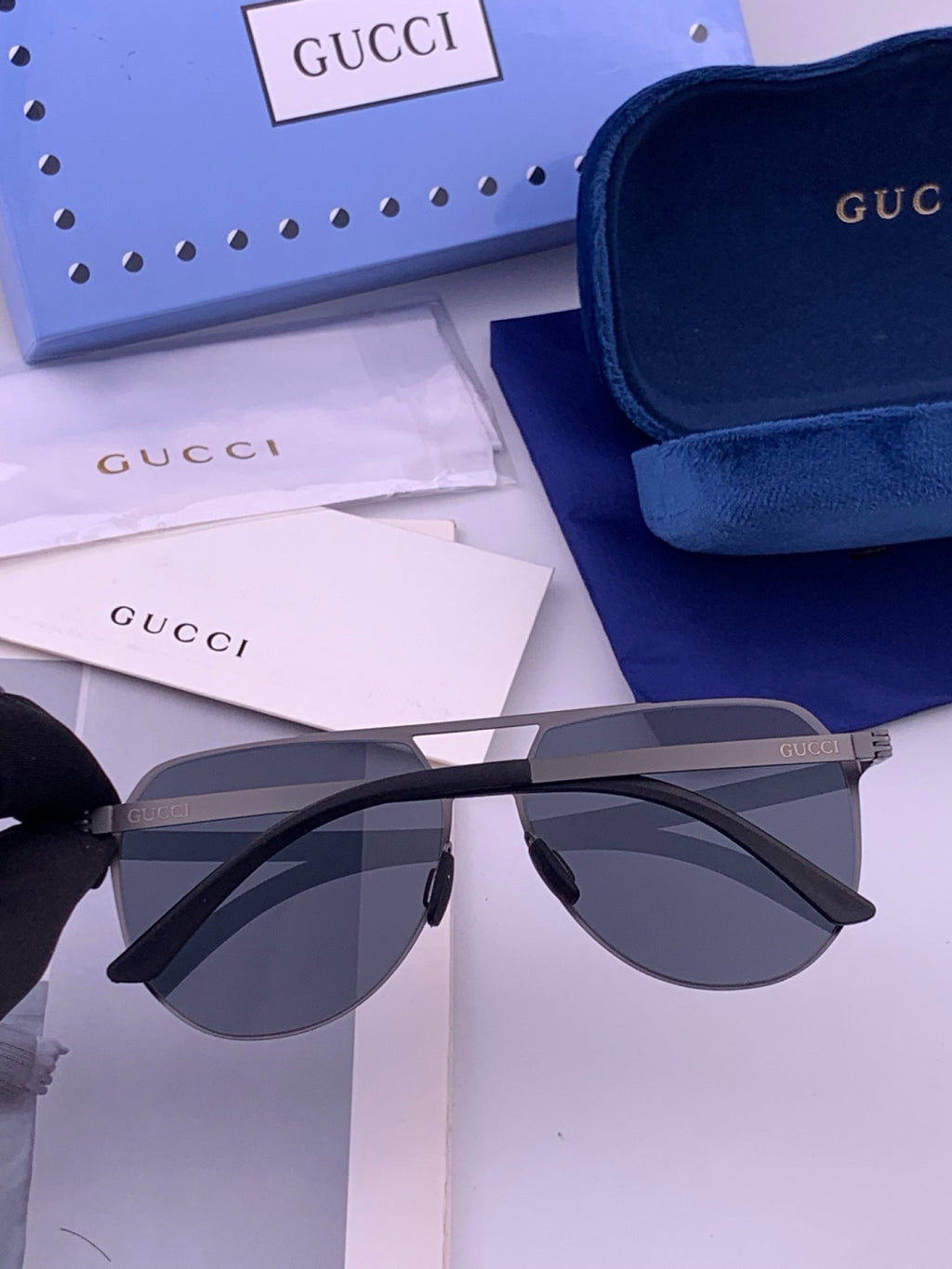 Gucci G2380 Polarized Aviator Orange Lens Sunglasses for Men - detail image 4
