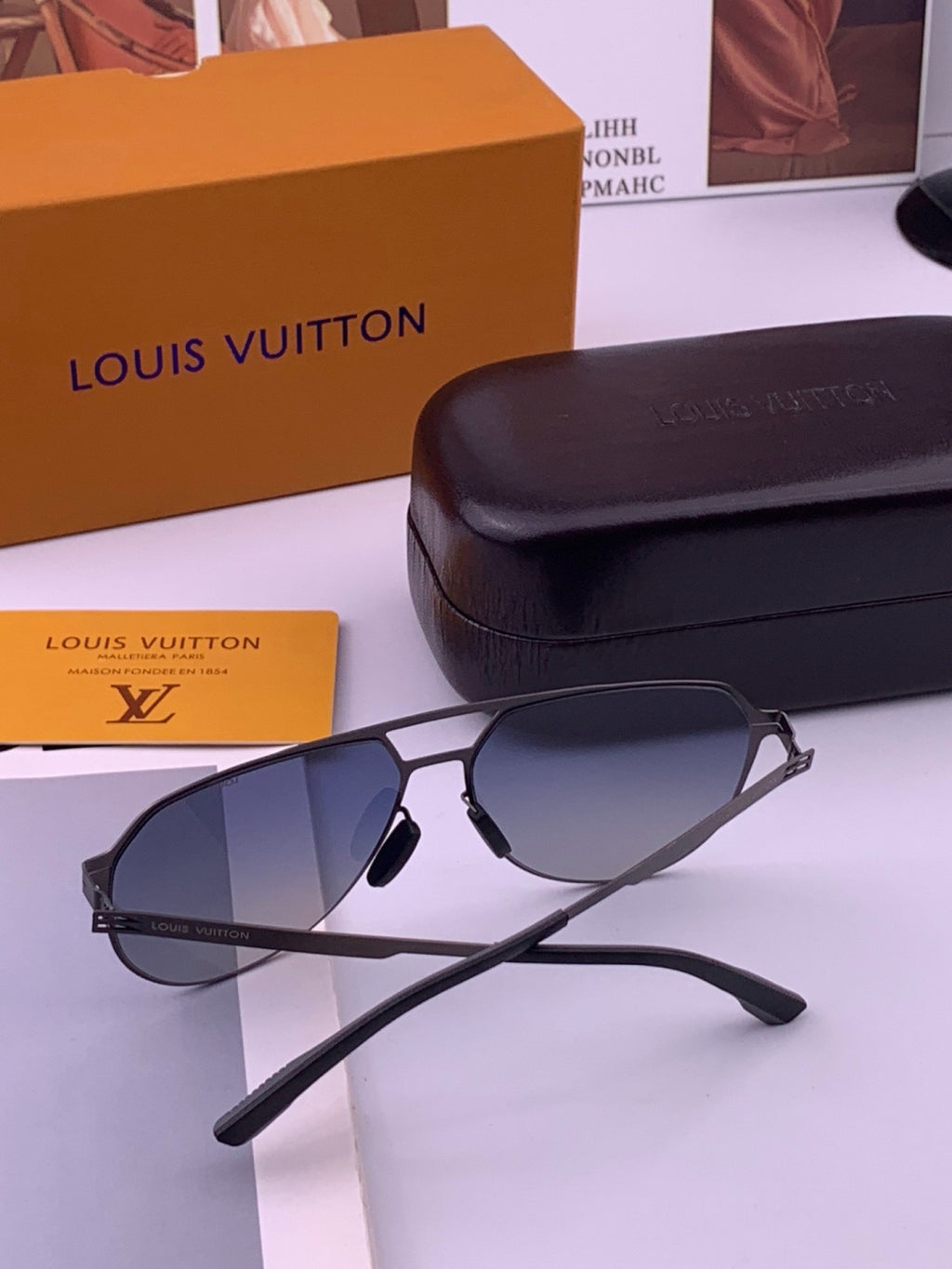 Louis Vuitton L712 Fashion Black Lens Sunglasses for Men & Women - detail image 5